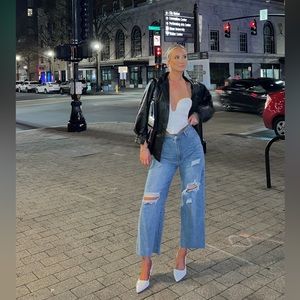 Princess Polly High Waisted Wide Leg Cropped Jeans